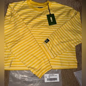 Daily Drills Yellow and White Striped Top